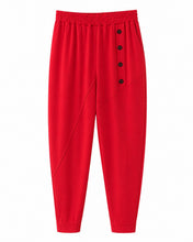 Cargar imagen en el visor de la galería, Pantalón jogger rojo con botones laterales y diseño moderno ajustado rojo