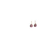 Cargar imagen en el visor de la galería, Pendiente de metal dorado con cierre de gancho y forma de lágrima en lila