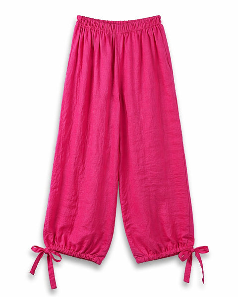 Pantalón bombacho fucsia 100% lino