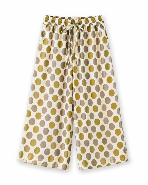 Pantalón culotte 100% algodón con lunares pistacho y gris