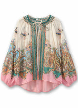 Cargar imagen en el visor de la galería, Blusa de algodón estilo boho estampada

