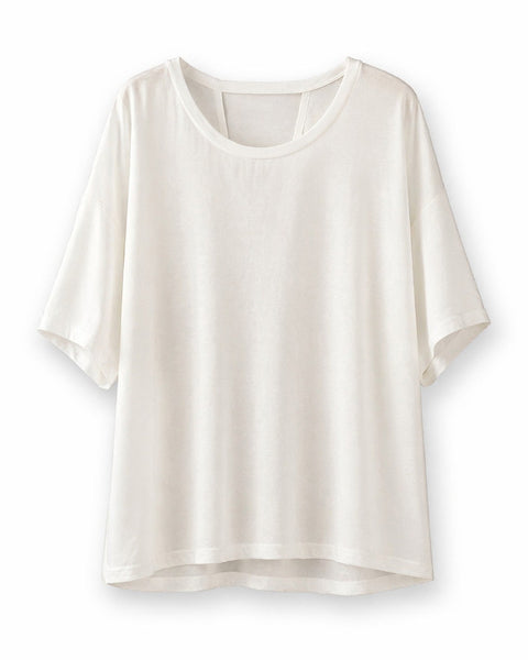Camiseta blanca de algodón con espalda abierta