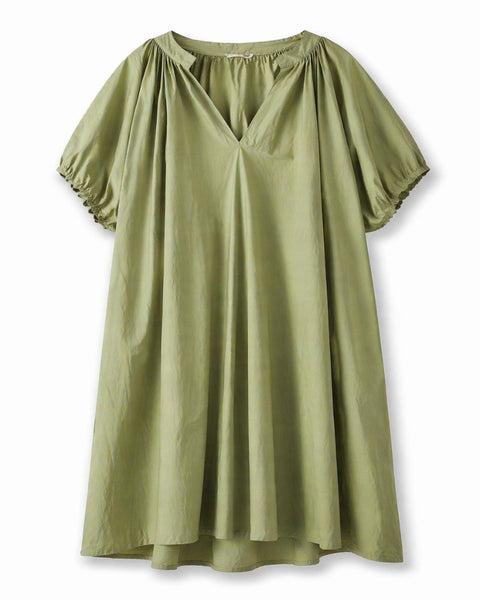 vestido largo de algodon con manga corta de farol
