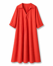 Cargar imagen en el visor de la galería, vestido de algodón midi color coral
