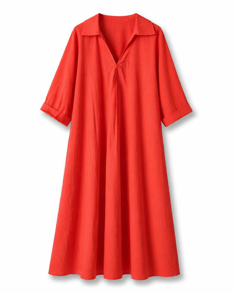vestido de algodón midi color coral