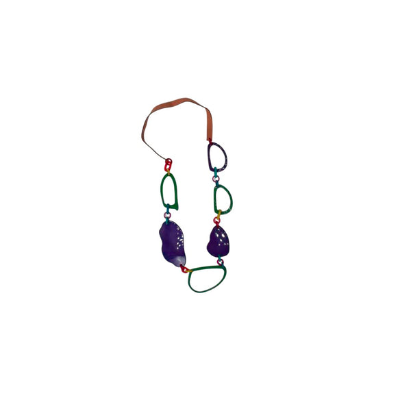 Collar resina largo con cuero 