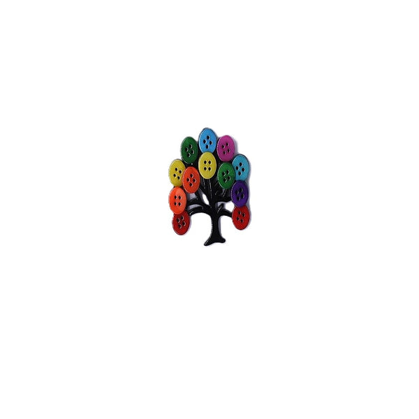 Broche de resina con forma de árbol de la vida multicolor