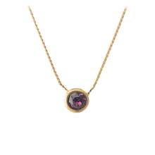 Cargar imagen en el visor de la galería, collar chapado en oro con un cristal de swarovski en morado
