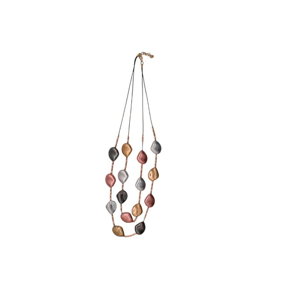 Collar largo dos niveles efecto metal