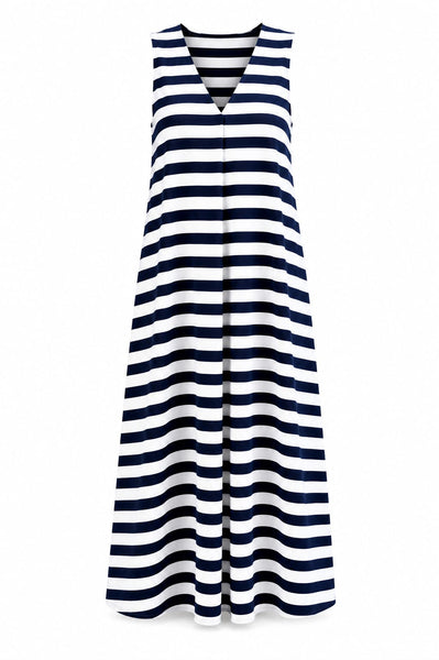 Vestido Marinero Nerea | Vestido Largo de Rayas Marino y Blanco