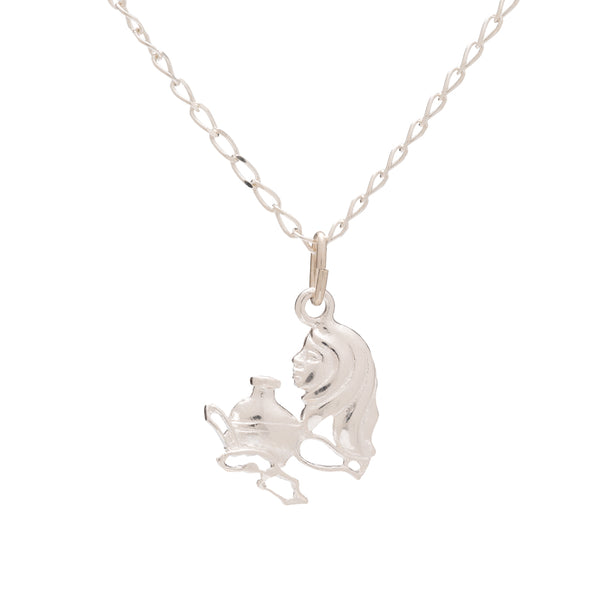 Collar de Plata de Ley con colgante del signo del zodiaco de acuario