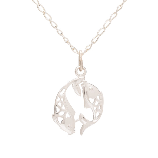 Collar de Plata de Ley con colgante del signo del zodiaco de piscis