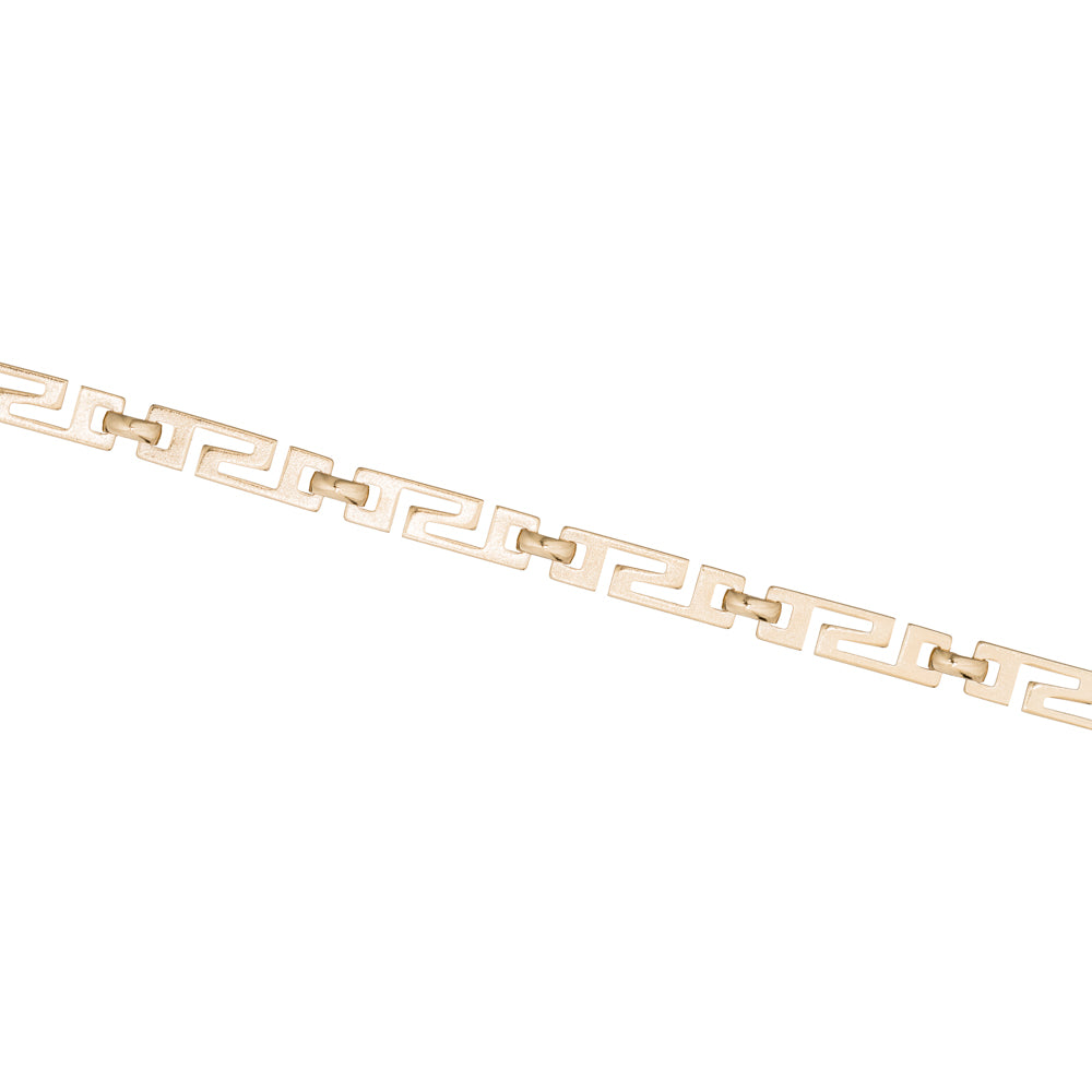 Pulsera bañada en oro de 18klt con eslabones formando una cenefa de claves griegas o grecas