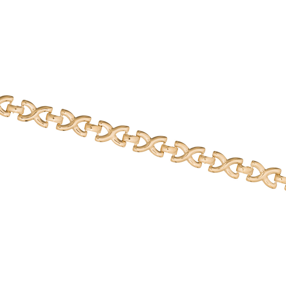 Pulsera bañada en oro de 18klt formada por eslabones en forma de X
