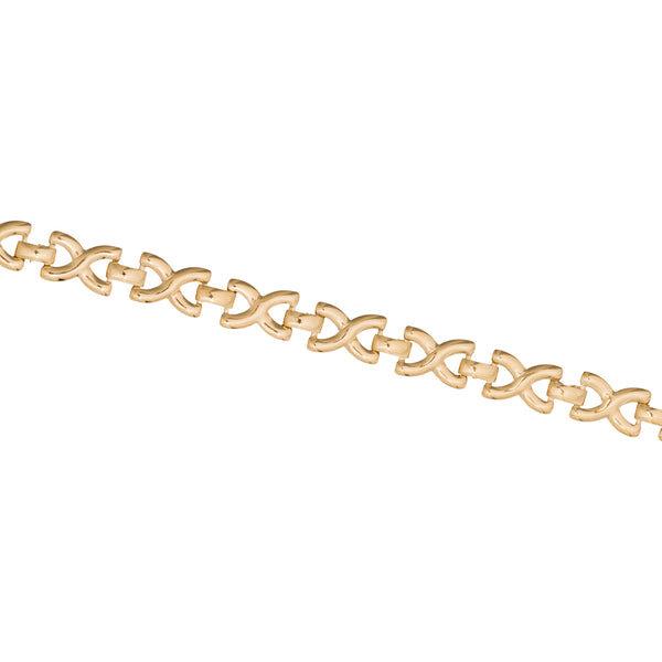 Pulsera bañada en oro de 18klt formada por eslabones en forma de X